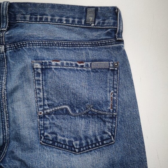 7 For All Mankind Slimmy Men's Size 30 Straight Leg Medium Wash Blue Jeans - Picture 9 of 16